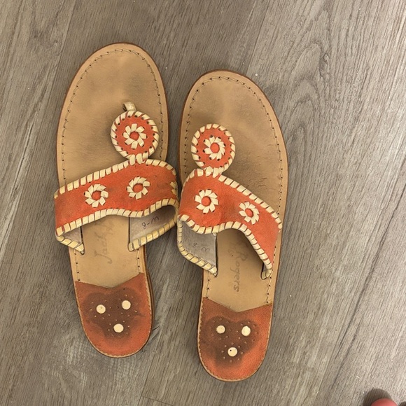 Jack Rogers Orange and Tan Leather Sandals - Picture 1 of 3